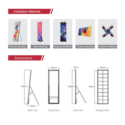 P1.9 Inteligentny wyświetlacz plakatowy LED, przenośny komercyjny ekran LED o grubości 2,5 cm